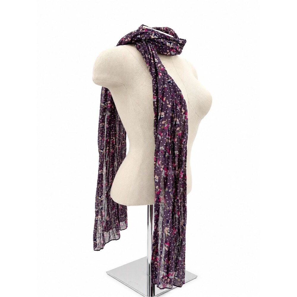 Unbranded Colorful Purple Floral Scarf Accessory Polka Dot Cotton